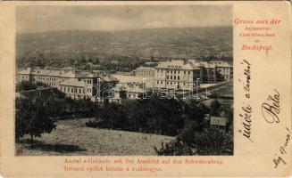 1898 (Vorläufer) Budapest II. Lipótmező, Cs. és Kir. gyalogsági hadapród iskola, intézeti épület kilátás a Svábhegyre. Mike Béla kiadása / K.u.K. Infanterie Cadettenschule (EK)