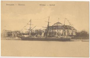 1917 Ventspils, Windau; Schloss / castle, steamship