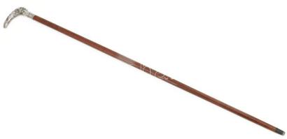 Sétabot ezüst (Ag) fejjel, maszkos díszítéssel, jelzett, h: 92 cm