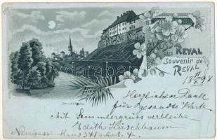 1898 (Vorläufer) Tallinn, Reval; Dom und Wallgraben / cathedral and castle wall. Kluge & Ströhm Art Nouveau, floral, litho (EK)