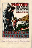 1918 Kössünk Hadikölcsön-Biztosítást! A Fonciere Pesti Biztosító Intézetnél. Budapest V. Vas utca 10. Légrády Testvérek kiadása / WWI Hungarian war loan propaganda by the Fonciere Insurance Company s: Kober Leó (fl)