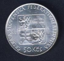 Csehszlovákia 1991. 50K Ag "Bohémia hajó" T:1