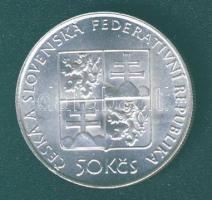 Csehszlovákia 1991. 50K Ag "Bohémia hajó" T:1