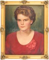 Faragó Zoltán (1898-1970): Piros ruhás lány portréja. Olaj, vászon, jelezve jobbra fent. 49,5x39,5 cm. Dekoratív fakeretben.