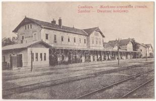 Sambir, Szambir, Sambor; Dworzec kolejowy / railway station (wet corner)