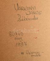 Várkonyi János (1947-): Velencei emlék, 1997. Olaj, farost. Jelzett, a hátoldalán autográf feliratta...