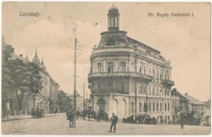 1923 Chernivtsi, Czernowitz, Cernauti, Csernyivci (Bukovina, Bucovina, Bukowina); Str. Regele Ferdinand I / street view, shops (fl)