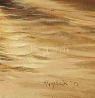 Hegedűs Sándor (-): Vitorlás, 1989. Olaj, vászon, jelzett. Dekoratív fakeretben. 38,5×48,5 cm