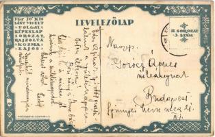 Babaszoba. Egy jó kislány viselt dolgai II. sorozat 3. szám. / Hungarian art postcard s: Kozma Lajos...