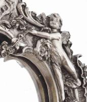 Tükör Asztali. Ezüst (Ag) Sterling. Gazdagon díszített figurális díszítésekkel. Jelzett,. 20x31 cm