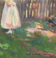 Zórád Géza (1896-1959): Társaság. Olaj, vászon, jelzett. Dekoratív fakeretben, 40x50 cm