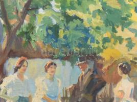Zórád Géza (1896-1959): Társaság. Olaj, vászon, jelzett. Dekoratív fakeretben, 40x50 cm