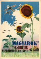 Harcigépeinknek olaj kell! Termeljünk napraforgót, ricinust! Második világháborús magyar katonai propaganda / WWII Hungarian military propaganda, grain oil for military aircrafts and tanks s: Mosdóssy