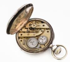 Ezüst (Ag) zsebóra, szép állapotban, működik, d: 48 mm