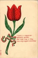 1906 Tulipánt a magyarnak... Hazafias propaganda magyar szalaggal / Hungarian patriotic propaganda, tulip with ribbon (EK)