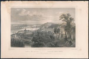 L. Rohbock (1820-1883) rajza alapján metszette A. Fesca: Pest és Buda, acélmetszet, papír, jelzett a metszeten, foltos, 12x18 cm