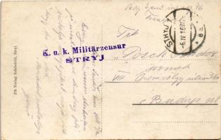 1916 Stryi, Stryj, Strij; Ul. Batorego / street view, shop (fl)