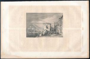 Miláno és Verona, acélmetszet, papír, XIX. sz. közepe, jelzett a metszeten, kissé foltos. 10×15,5 és...