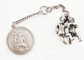 Ezüst (Ag) charm angyalos medál, 29g