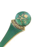 Ezüst vermeil zománc kanál Brüxelles expo 1958. 11,23 g