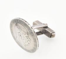 Ezüst mandzsetta Ferenc Józsefet ábrázoló 1 koronás ezüst pénzekből. 15 g