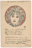 1900 Art Nouveau Lady s: Leopold Kainradl (surface damage)