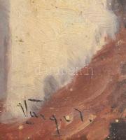 Varga István (1917-?): Kéményseprő. Olaj, karton, jelzett. kis felületi sérüléssel Dekoratív fakeret...