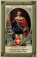 Victor Emanuel III King of Italy. &quot;Creme Millitaine&quot; Calderara &amp; Bankmann, Vienne. Art Nouveau litho