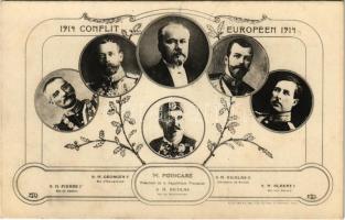 1914 Conflit Européen: S.M. Pierre I, S.M. Georges V, M. Poincare, S.M. Nicholas, S.M. Nicholas II, S.M. Albert I / Első világháború uralkodói / Emperors of the World War I, propaganda (fl)