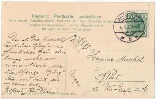 1907 Wien, Vienna, Bécs; Hofburg. Äusseres Burgtor. Tausend Grüsse / royal castle. Art Nouveau monta...