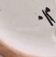 Iparművész kínáló, mázas kerámia, jelzett, hibátlan, d: 19,5 cm