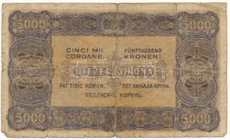 1923. 5000K "5 B12 701262", "Magyar Pénzjegynyomda Rt. Budapest" nyomdahely jelö...