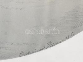 Onhaiser Vilma, XIX. sz. második fele: Séta a hóban, 1860. Grafit, fedőfehér, papír, jelzett. Kissé ...