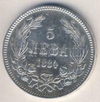 Bulgária 1884. 5L Ag T:3