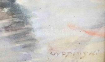 Wosinsky Kázmér (1895-1967): Fürdőző aktok. Akvarell, papír. Jelezve jobbra lent. Üvegezett, dekorat...