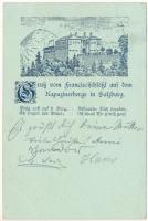 1899 (Vorläufer) Salzburg, Gruß vom Franziski-Schlössl auf dem Kapuzinerberge. litho (EB)