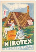 Törődjön kissé magával is - szívjon Nikotexet! Nikotex Faintos cigaretta és szivarka reklámlapja / Hungarian cigarette and cigar advertising card s: Pálla J. (EK)