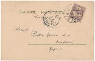 1901 L'odorat / Smell. Art Nouveau litho postcard s: Kieszkow