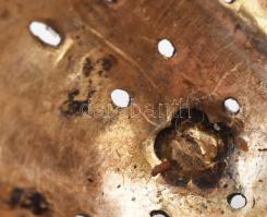 Teaszűrő ezüst (Ag), csont nyéllel. Kissé deformált. Dianás jelzéssel. br 36 g 21 cm