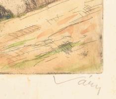 Olvashatatlan jelzéssel: Marika dolgozik. Akvarellel színezett rézkarc, papír, kissé foltos, 29,5x23...