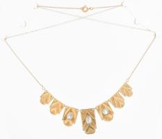 14K arany (Au) nyaklánc. akvamarinnal ékített jelzett 8 g