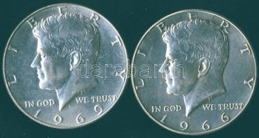USA 1966-69. 1/2$ Ag "Kennedy" (2x) T:2