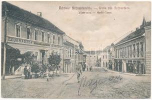 1911 Szászváros, Broos, Orastie; Eisenburger kávéház és cukrászda, Oprean Szilveszter üzlete. B. Stelescu kiadása / café and confectionery, shops (fl)