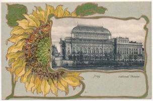 Praha, Prag; National Theater. Knackstedt &amp; Näther Art Nouveau, floral, litho