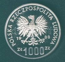 Lengyelország 1988. 1000Zl Ag "Labdarúgó VB" próba! T:PP