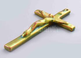 Zsolnay eozin mázas feszület. Jelzett, hibátlan, 9,5x5,5 cm