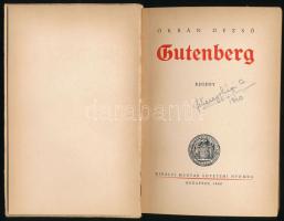 Orbán Dezső: Gutenberg. Bp.,1940, Kir. M. Magyar Egyetemi Nyomda. Kiadói papírkötés. Benn a Magyar K...