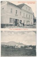 Zitenice, Schüttenitz (Leitmeritz, Litomerice); Müller&#039;s Gasthaus &amp; Kaufmannsgeschäft zum blauen Stern / hotel and shop (cut)