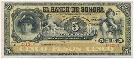 Mexikó / Sonora DN (1911) 5P DU 371266 T:AU Mexico / Sonora ND (1911) 5 Pesos DU 371266 C:AU Krause P#S419