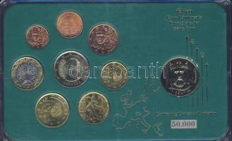 Spanyolország és Franciaország 1999-2002. 1c-2&#8364; + Andorra 2002. 1c aranyozva kereskedői sz...